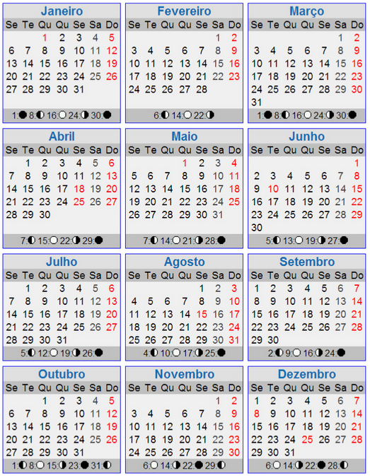 Calendário 2014